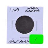 1723 Woods Hibernia half penny