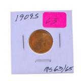 1909S Lincoln wheat cent MS63/65