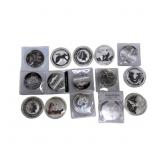 Lot of 15 - 1oz foreign silver rounds China Panda,