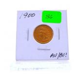 1900 Indian cent AU/BU