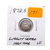 1872S Liberty Seated half dime VF