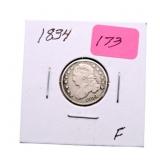 1834 Bust dime F