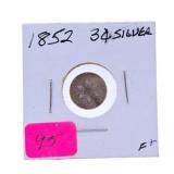 1852 3 cent silver F+