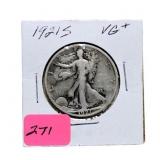 1921S Walking Liberty half dollar VG+