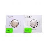 1919 & 1919S Buffalo nickels F & VG