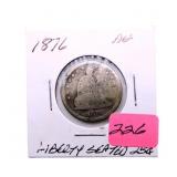 1876 Liberty Seated quarter AG