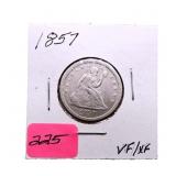 1857 Liberty Seated quarter VF/XF