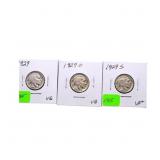 1929 VG, 1929D VG, 1929S VF+ Buffalo nickels