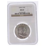 1954-S Franklin half NGC MS64