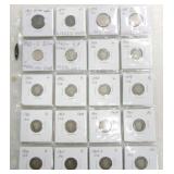 Page of 40 US coins: 1 - 2 cent piece, seated