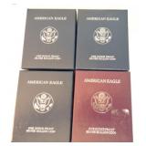 Lot of 4 silver eagle proofs, 1996-P, 2002-W,
