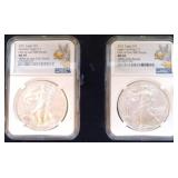 2021 silver eagle Ty 1 & 2 NGC MS69