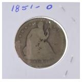 1851-O Seated Liberty half