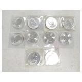 Lot of 10 - $5 Canada 1 oz rounds
