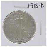 1918-D Walking Liberty half VF20