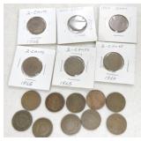 Lot of 16 two cent pieces