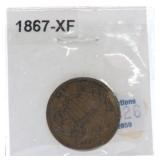 1867 two cent piece XF