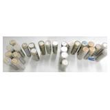 Lot of 28 BU rolls Jefferson nickels, 1950-68