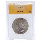 1922 Peace dollar ANACS MS62
