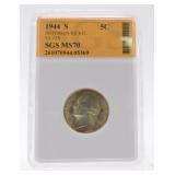 1944-S Jefferson nickel SGS MS70