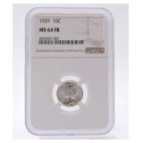 1929 Mercury dime NGC MS64FB