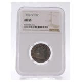 1876-CC Seated Liberty quarter NGC AU58