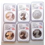 2021 NGC American Heraldic silver eagle 6 coin set