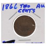1866 two cent piece AU