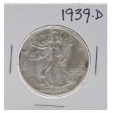 1939-D Walking Liberty half AU50+