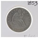 1853 Seated Liberty half VG/F