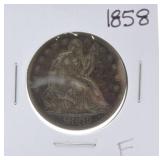 1858 Seated Liberty half F