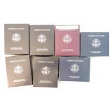 Lot of 7 silver eagle proofs, 1992-S, 2 - 1999-P,