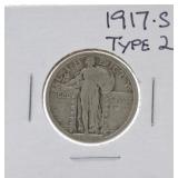 1917-S Ty2 Standing Liberty quarter F12