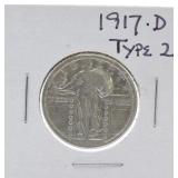 1917-D Ty2 Standing Liberty quarter VF20