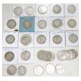 Half dollar lot: 12 Barber, 16 walking Liberty,
