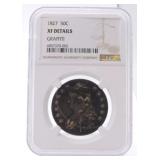 1827 Bust half NGC XF details, graffiti