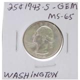 1943-S Washington quarter MS65