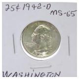1942-D Washington quarter MS65