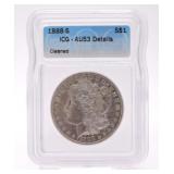 1888-S Morgan dollar ICG AU53 details, cleaned