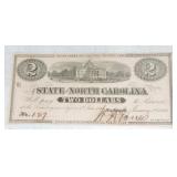 1863 North Carolina $2 Confederate Note