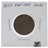 1855 half cent AU55
