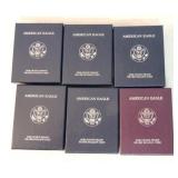 Lot of 6 silver eagle proofs, 1986-S,