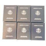 Lot of 6 silver eagle proofs, 2005-W, 5 - 2006-W