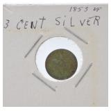 1853 three cent silver VF