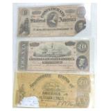 Lot of 3 Confederate notes