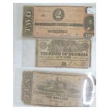 Lot of 3 Confederate notes