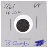 1861 three cent silver VF
