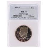 1991-S Kennedy half NNC PR70DCAM