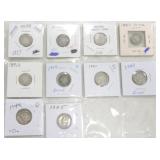 Lot of 4 Liberty seated dimes, 2 Barber, and