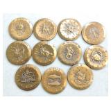 Lot of 11 bronze Astrology medals